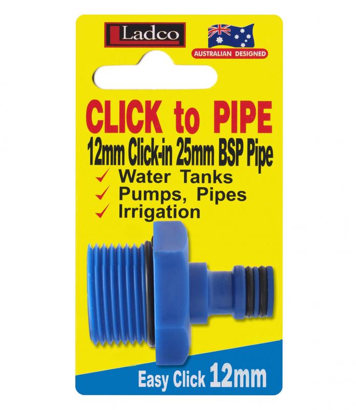 2x Ladco MALE HOSE CONNECTOR 12mm Use On Poly Tube To Click-In Irrigation 